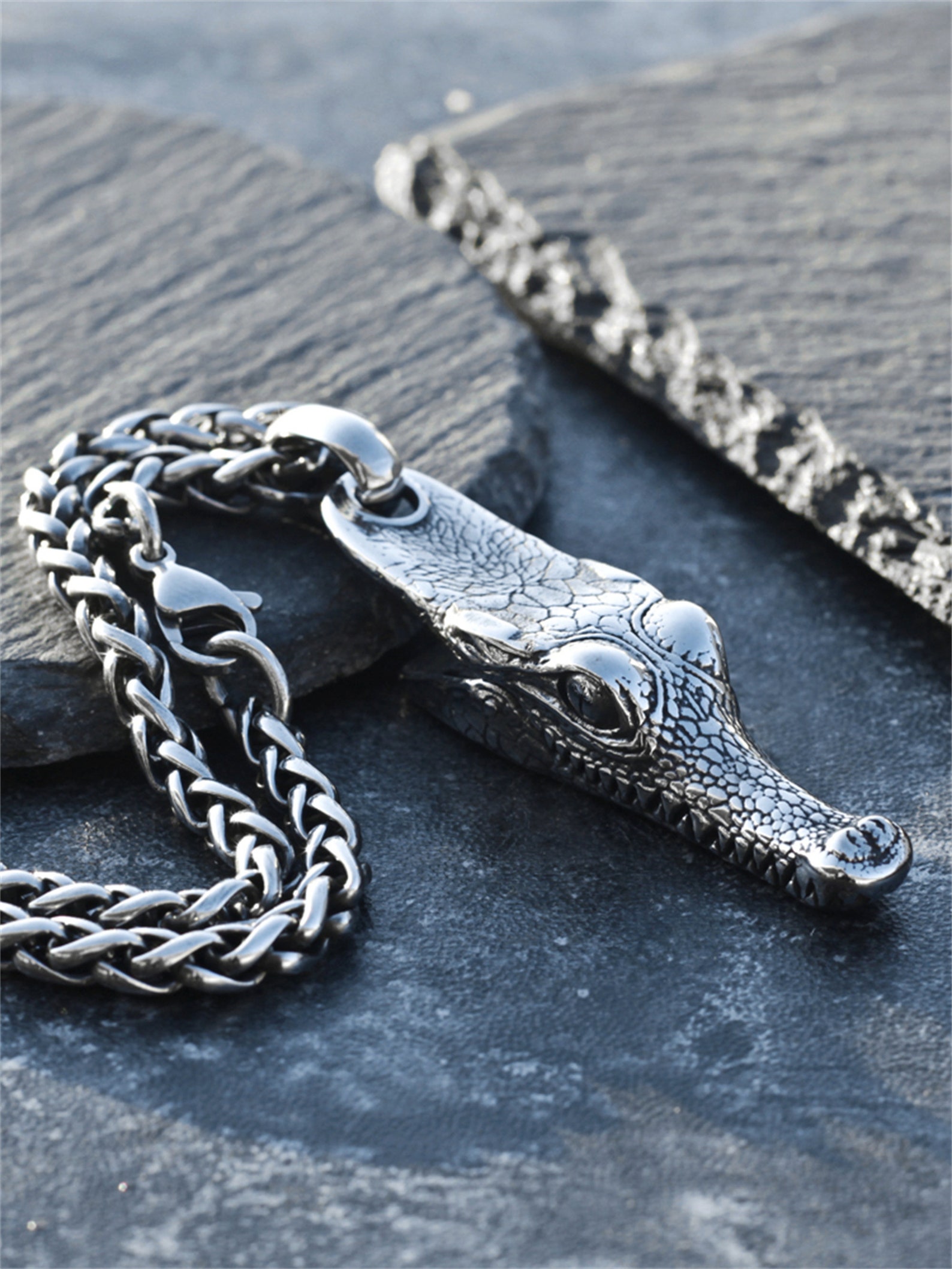 Crocodile Necklace,skull Necklace,skull Jewelry,crocodile Jewelry