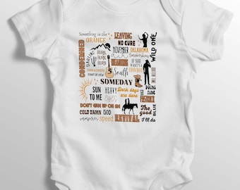 ZB Song List - Baby Bodysuit, Newborn baby grows, Personalised baby vest, Baby Country Music gift - Baby Boy - Baby Girl