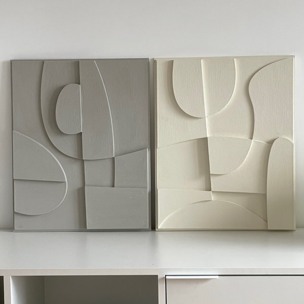Tableaux en relief (lot de 2) minimaliste et texturé