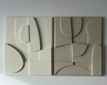 Relief paintings (set of 2) minimalist and textured
