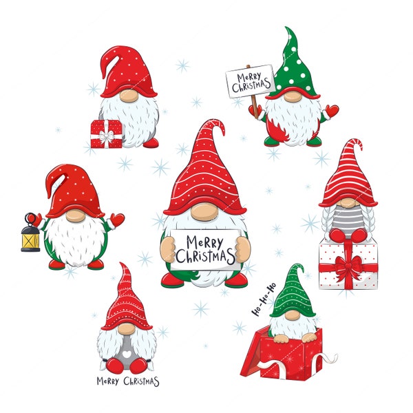 Christmas Gnome Bundle SVG For Cut File,Christmas Doodle, hand drawn,Cartoon, svg,dxf,png,eps, for cricut Silhouette,Cameo