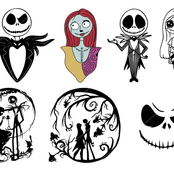 Jack and Sally svg, Nightmare Before svg, Mega Jack Skellington svg, Nightmare Skull Svg, Skeleton Svg,Png