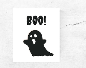 Boo Halloween Printable Wall Art, decoración de Halloween, fantasma divertido de Halloween, Boo Ghost Wall Art, descarga digital,