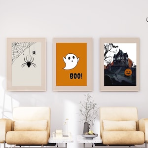 Halloween Prints Set of 3, Halloween Printable Wall Art, Halloween Gallery Wall, Halloween Bundle Printable, Halloween art, digital download