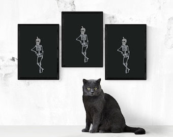 Skelet Print, Halloween Wall Art, Funny Skeleton Print, Halloween Decor, Grote Poster Print, Digitale Prints, Funny Halloween Printable,