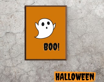 Halloween Print, Cute Ghost Print, Halloween Decor, Halloween Printable Wall Art, Halloween Printable, Ghost Wall Art, Ghost poster,