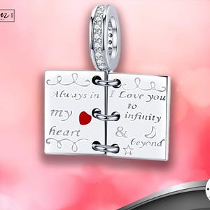925 Silber Locket Buch Armband Charm, Liebesbrief Charme, ich liebe dich Schmuck, Romantische Geschenke, Herz Medaillon, passend für Pandora Armband