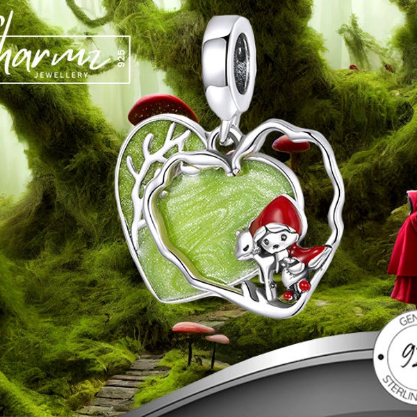 S925 Petit Chaperon Rouge Dangle Charm, Charme de Bracelet de Conte de Fées, Bijoux Fantaisie, Magique, Cadeaux Insolites, Convient au Bracelet Pandora