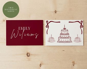 Tarjetas de mesa "Talk Thirty To Me", etiquetas de identificación "Coquette Martini" con cinta roja