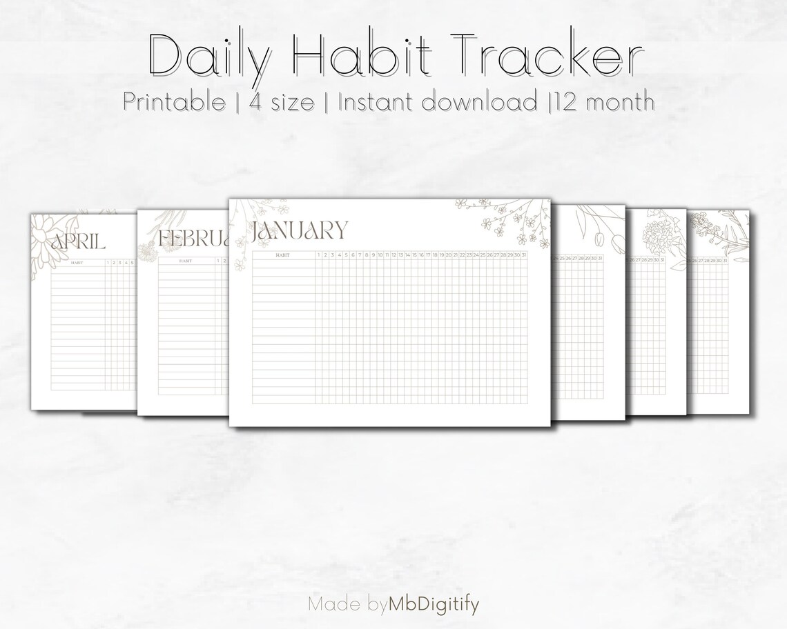 Daily Habit Tracker Printable Tracker Instant Download Every Month Daily Habit Tracker Printable Tracker Instant Download Every Month