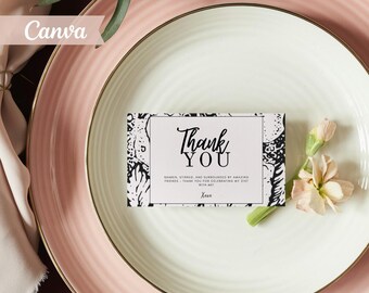 Black & White Martini Thank You Card, Editable Canva Template (Instant Download)