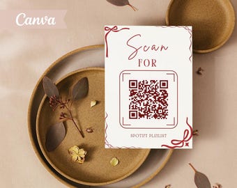 Letrero con código QR "Háblame a los treinta", Letrero para compartir fotos "Coqueta con cinta roja" en Canva