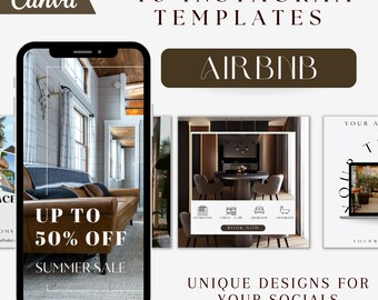 Airbnb-sjablonen voor sociale media, 40 Instagram-postontwerpen voor huurwoningen, ideaal voor branding van vakantiehuizen