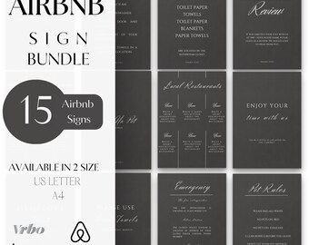 Airbnb-hostbundel: 15 borden afdrukbaar en digitaal Perfect voor elke huurwoning Eenvoudig te gebruiken en aan te passen Direct downloaden