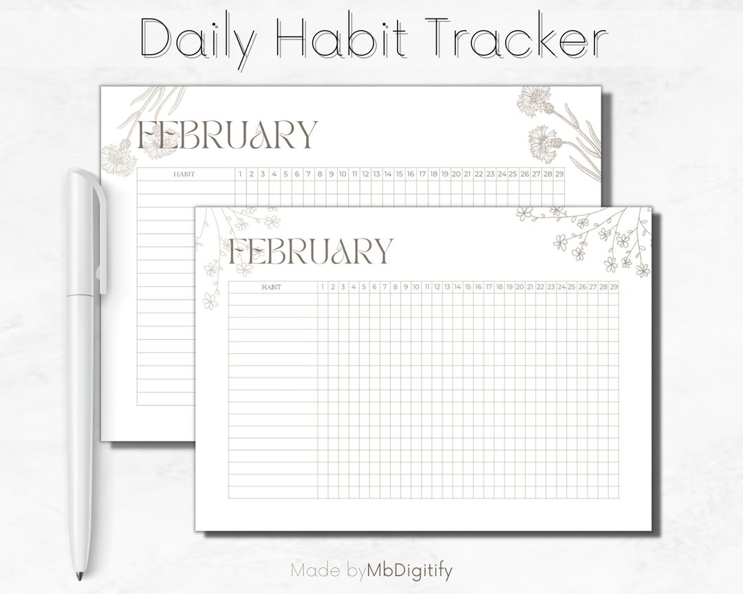 Daily Habit Tracker Printable Tracker Instant Download Etsy Daily Habit Tracker Printable Tracker Instant Download Etsy