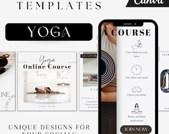 Yoga-sjablonen voor Instagram-influencers: 38 Canva-berichten voor yogacoaches, wellnessbloggers - branding van fitnessfeeds, organisator van yogacursussen