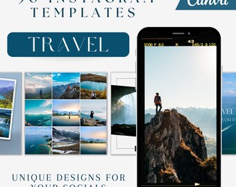Reissjablonen voor sociale media - 50 Instagram Canva-ontwerpen voor reisbloggers, berichten van reisagenten, ultieme reis-Insta-inhoud