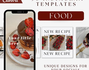 50 esthetische food Instagram-sjablonen voor foodbloggers en diëtisten - perfecte wellness-brandingkit voor foodies