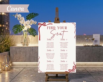 Plano de asientos de Talk Thirty To Me, plano de mesas para la fiesta Red Ribbon Coquette Martini