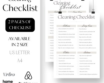 Aanpasbare Airbnb-schoonmaakchecklist Canva-sjabloon direct downloaden voor schoonmaakbeheer van vakantiewoningen