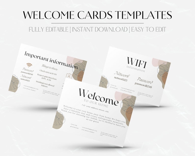 Modern Airbnb Welcome Card Template for Guests Editable Canva Design ...