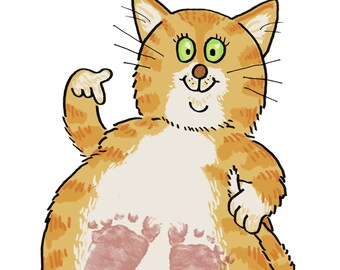 Ginger and White Kitten baby footprint keepsake