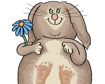 Rabbit baby footprint keepsake