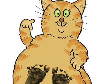 Ginger Kitten baby footprint keepsake