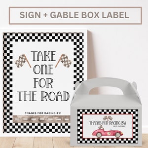 Race car gable box FAST ONE birthday Label Race Car Birthday Favor party sign Birthday party favor boy birthday 1st birthday editable corjl