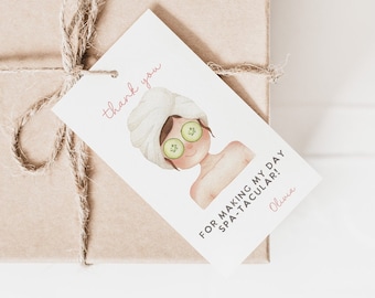 Spa Party Birthday thank you tags, girl birthday slumber party, makeup party girl, mani pedi, glam party for girls INSTANT DOWNLOAD