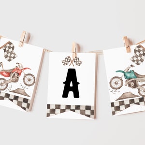 Empavesado de cumpleaños de moto de cross, banner de moto de cross, banderas de moto de cross, invitación de motocicleta, cumpleaños de niños DIY, plantilla, imprimible, DESCARGA INSTANTE