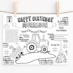 Tractor coloring page, any age, Tractor activity page, Tractor decor, Tractor birthday games, coloring mat, Personalized Coloring sheet