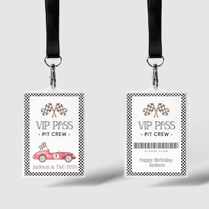 Race car VIP pit crew passes FAST ONE Birthday invite Race Car birthday 1st Birthday Racing party boy birthday editable Template printable