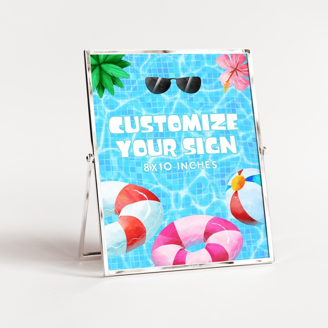 Pool Party Birthday Party Sign, Summer Pool Party, Splish Splash Party ...