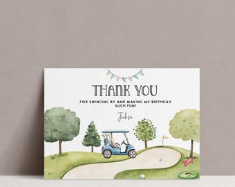 Golf Thank you Card: Par-Tee birthday Invitation, Editable Template (Digital Download)