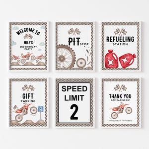 Dirt Bike Party Signs: Pit Stop, Refueling Station (Digital Download)