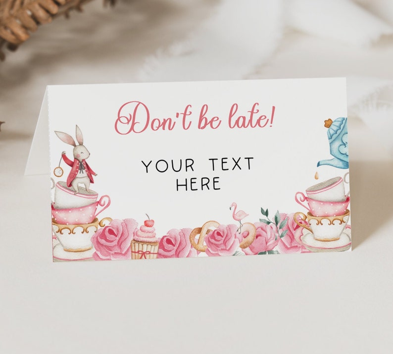 Editable Alice in Wonderland Food Labels Food Tents Place Cards Tea Party girl Birthday Editable Template INSTANT DOWNLOAD