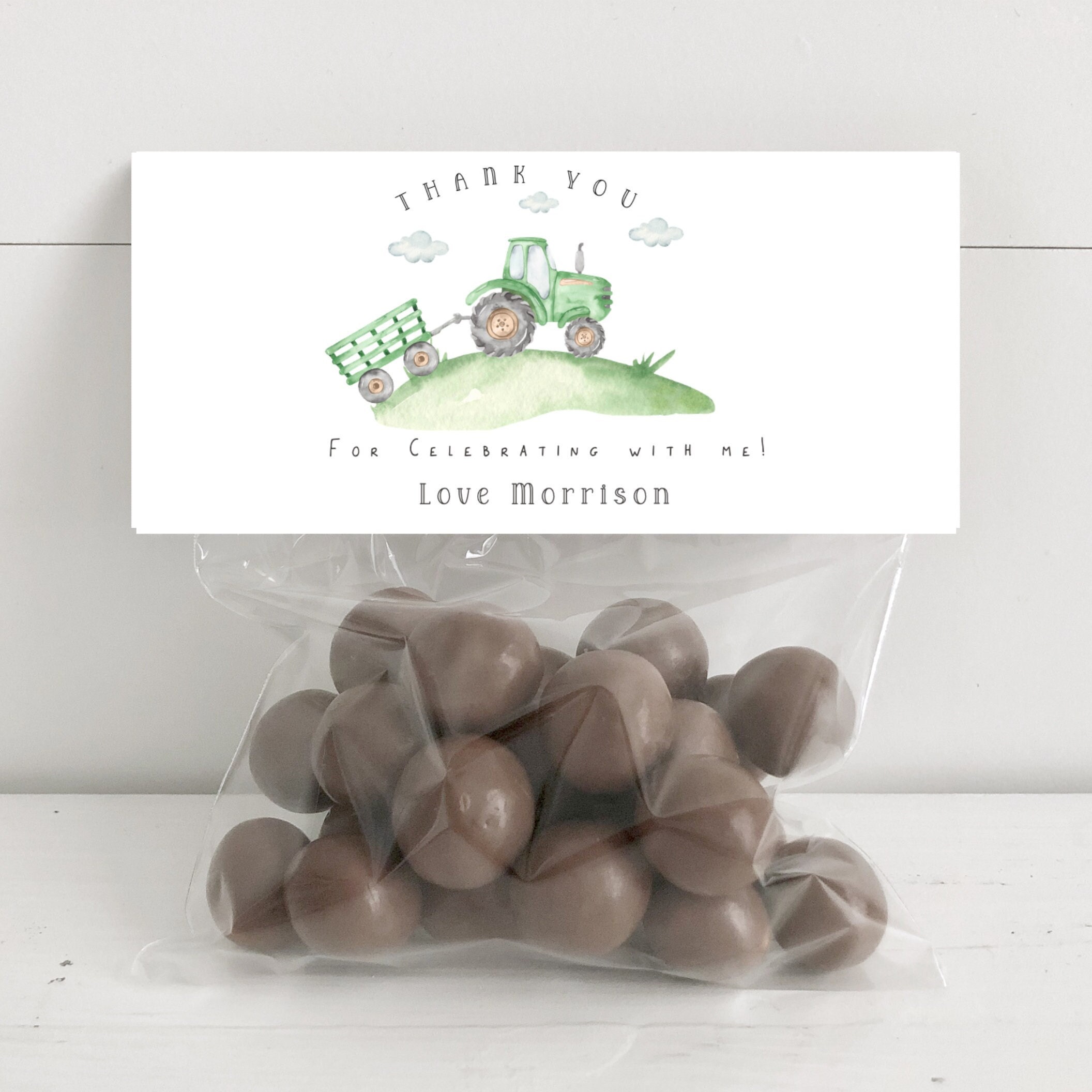 Tractor Birthday Thank You Tags: Farm Party Favor, Editable Template ...