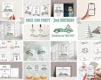 Two Fast Race Car Birthday Bundle: Editable Party Decor (Digital Download)
