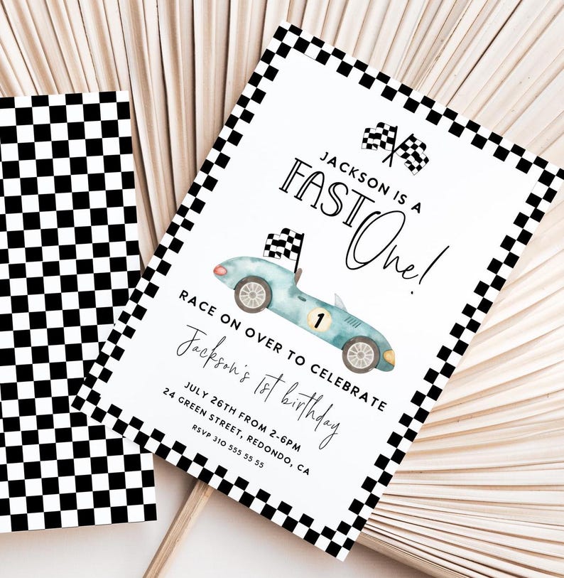 race car birthday bundle, first birthday, 1st birthday Fast one race car bundle, race car decor, Fast one birthday invitation, race car birthday invite
