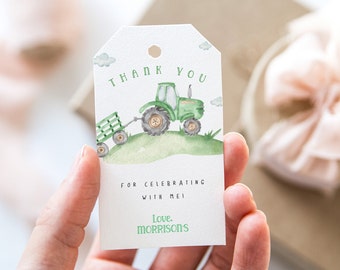 Tractor birthday thank you tag, tractor thank you tag, tractor tags, farm tags Boy 1st Birthday  farm boy birthday party  Instant download