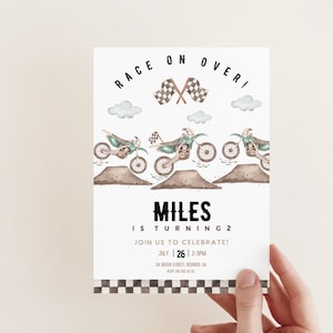 Green Dirt bike invitation, editable dirt bike birthday invite, any age, dirt bike party, dirt bike invite, Motorcyle birthday, printable