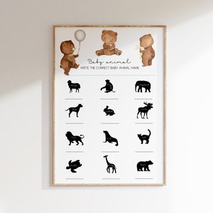 Editable We can bearly wait baby shower games, baby animal name, Baby Shower Activity Game, boho bear baby shower baby game printable