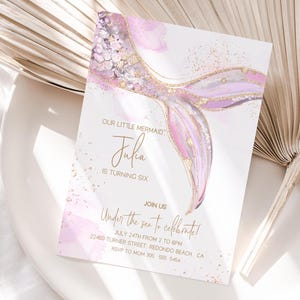 Editable Mermaid Birthday Invitation: Pink Under The Sea Party (Digital Download)