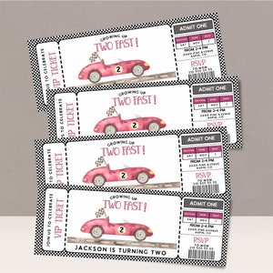 Rennauto Geburtstagseinladung Jungen Auto Ticket Geburtstagseinladung Ticket-Einladung 2. Geburtstag Rennauto einladen Junge einladen DIY Druck heute