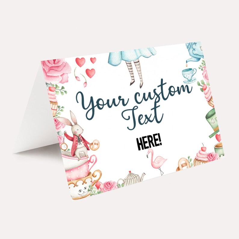 Editable Alice in Wonderland Food Tent Food label Place Cards mad Tea Party girl Birthday Editable Template INSTANT DOWNLOAD