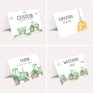 Green Tractor food tent labels, Party food tent, tractor food labels, Tractor Birthay, printable food tent, boy birthday party, download