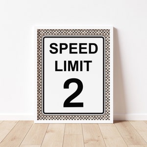 Editable speed limit sign, Race car speed limit sign, race car decor, vintatge car any age boy invite boy birthday editable template corjl