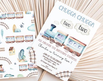 Train Birthday Invitation: Chugga Chugga Two Editable Template (Digital Download)