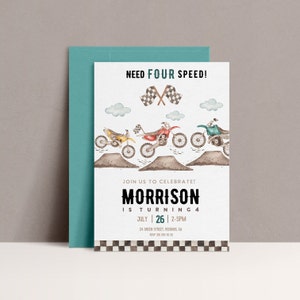 Inbjudan till födelsedag för dirt bike: Need for Speed, 4-årsdag (utskrivbar)